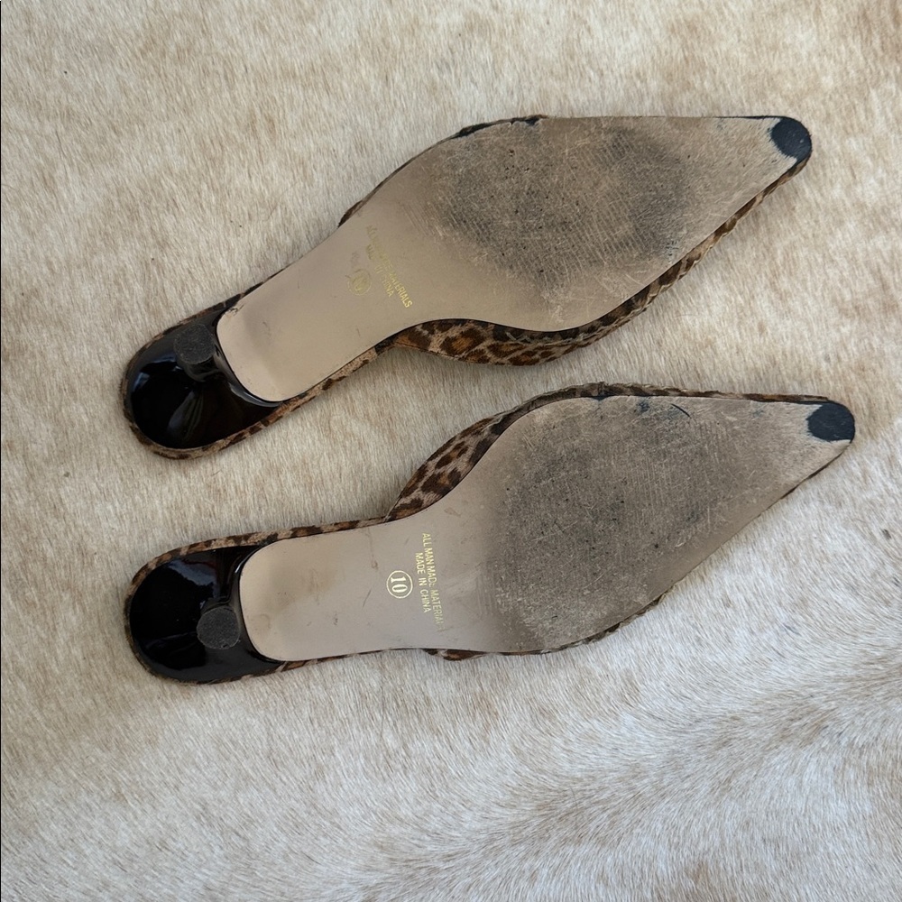 Seventeen Mile mules kitten heel leopard print design a pointed toe size 10 - Picture 10 of 10